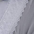 Kit Cama Posta Serena Percal 300 Fios Bordado Inglês Branco/Cinza/Marfim
