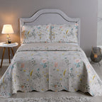 Kit Colcha Cobre Leito 150 Fios Matelado Boutis Estampada Dupla Face Cartagena Areia