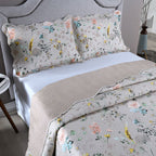 Kit Colcha Cobre Leito 150 Fios Matelado Boutis Estampada Dupla Face Cartagena Areia