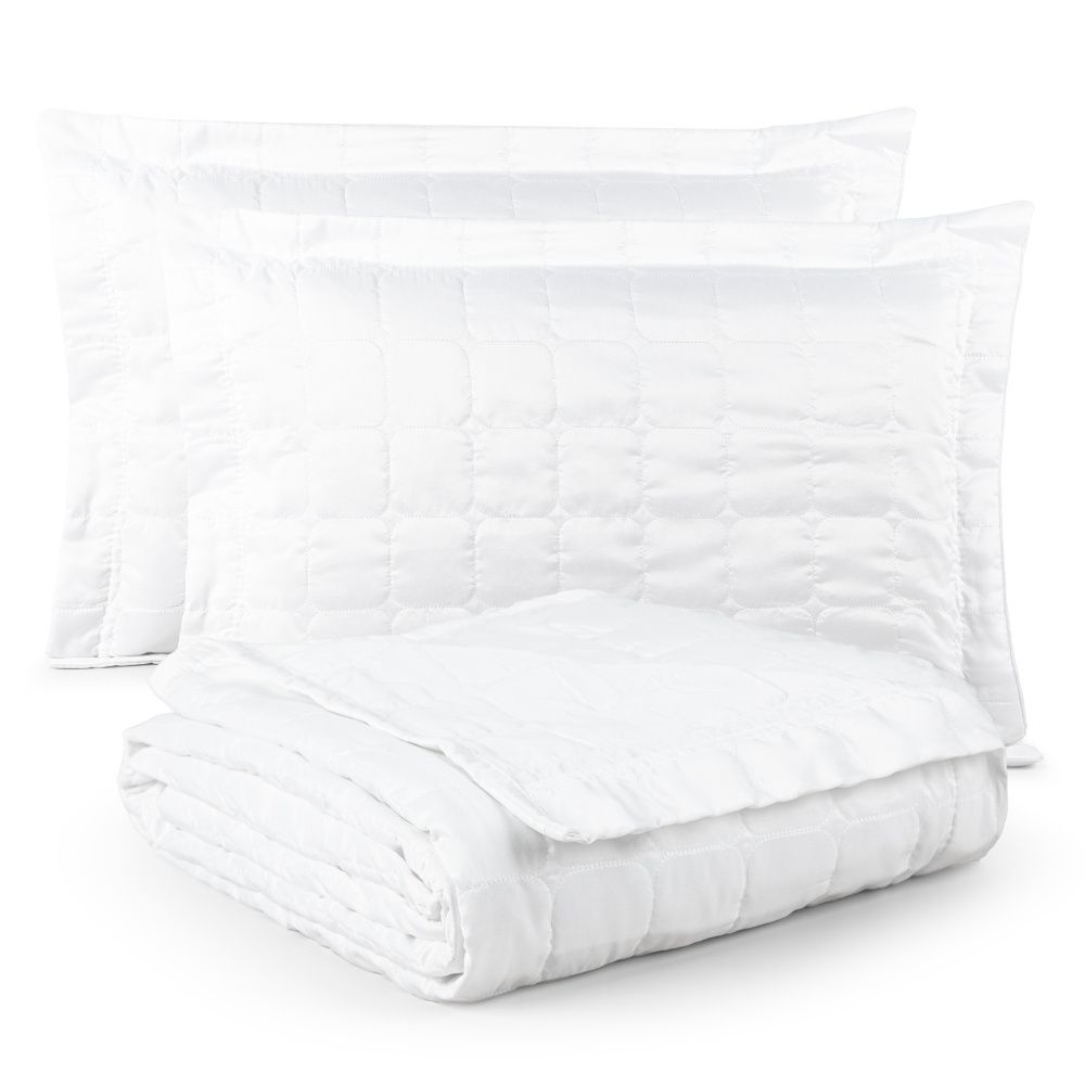 Kit Colcha Cobre Leito Matelassê 200 Fios Dupla Face Berlim Branco